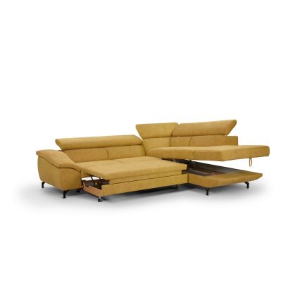 Canapé d'angle pliable en forme de L avec un espace de rangement BRESCIA droit jaune