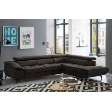 Canapé d'angle pliable en forme de L avec un espace de rangement BRESCIA droit marron