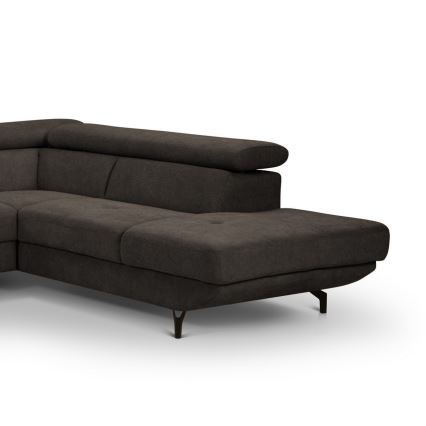 Canapé d'angle pliable en forme de L avec un espace de rangement BRESCIA droit marron