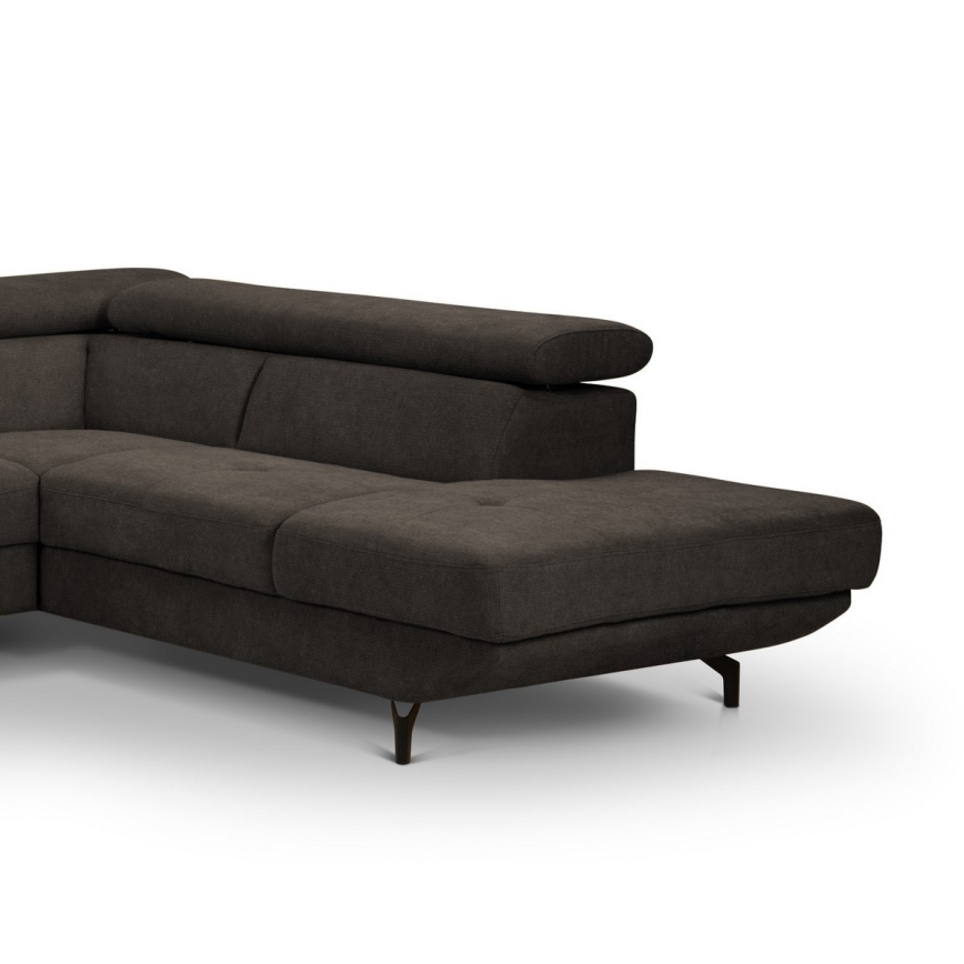 Canapé d'angle pliable en forme de L avec un espace de rangement BRESCIA droit marron