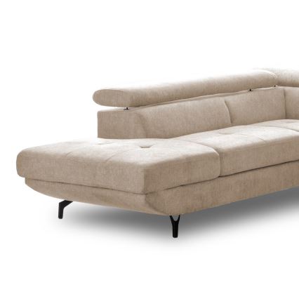 Canapé d'angle pliable en forme de L avec un espace de rangement BRESCIA gauche beige