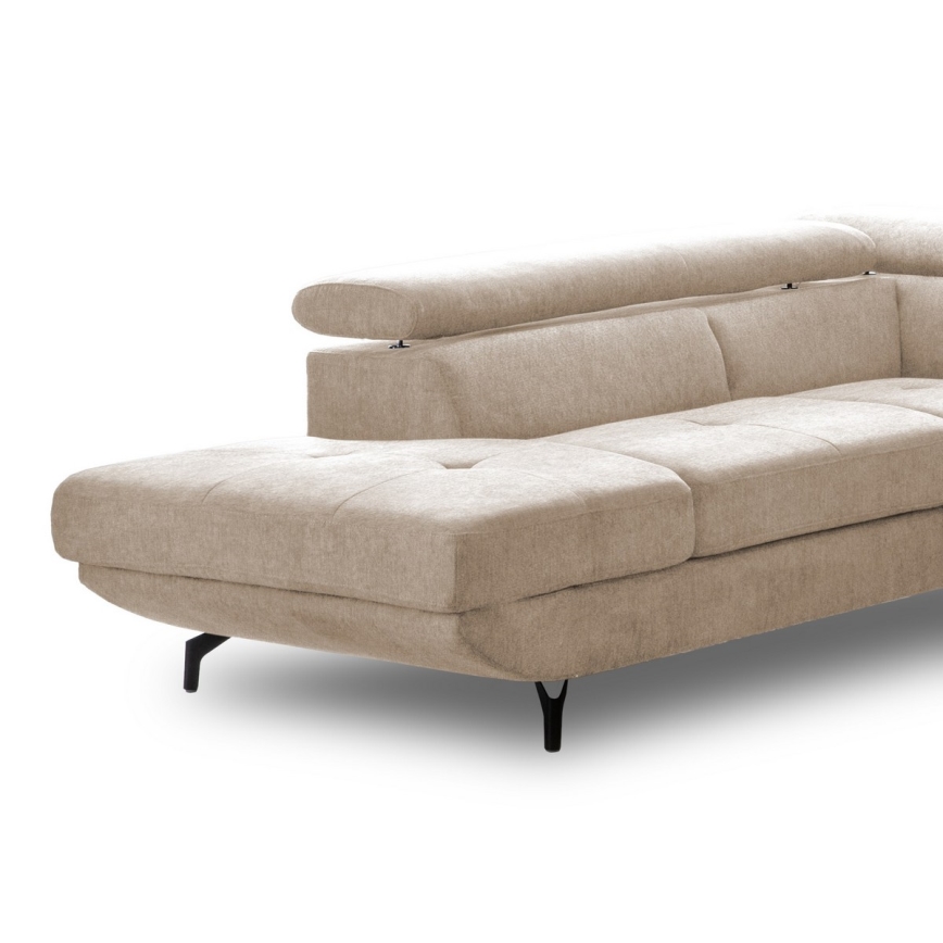 Canapé d'angle pliable en forme de L avec un espace de rangement BRESCIA gauche beige