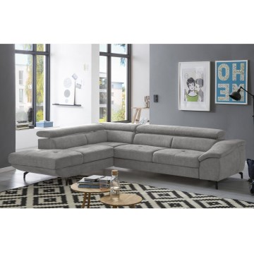 Canapé d'angle pliable en forme de L avec un espace de rangement BRESCIA gauche gris
