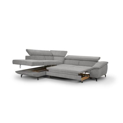 Canapé d'angle pliable en forme de L avec un espace de rangement BRESCIA gauche gris