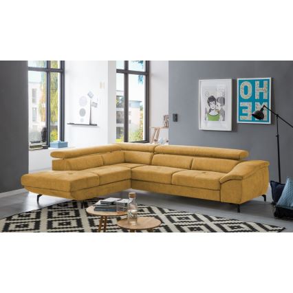 Canapé d'angle pliable en forme de L avec un espace de rangement BRESCIA gauche jaune
