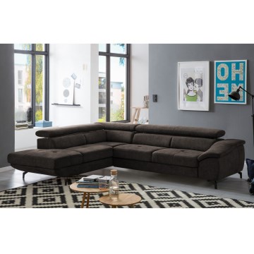 Canapé d'angle pliable en forme de L avec un espace de rangement BRESCIA gauche marron