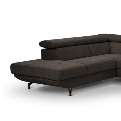 Canapé d'angle pliable en forme de L avec un espace de rangement BRESCIA gauche marron