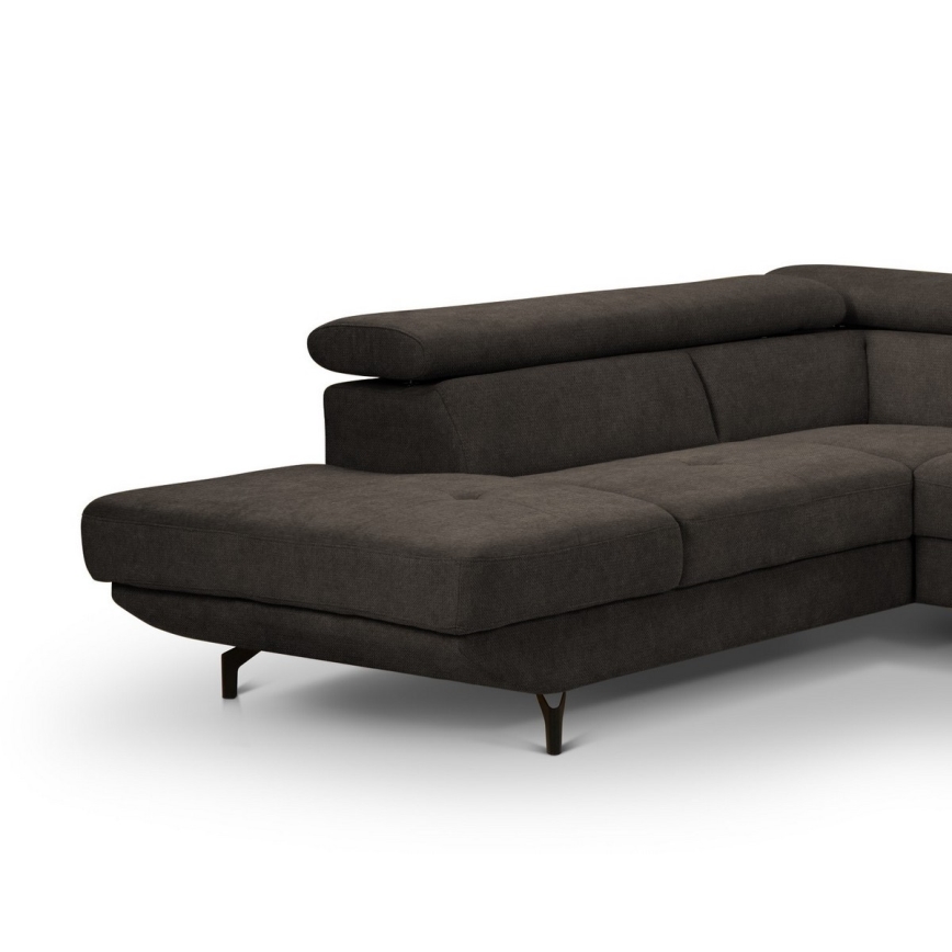 Canapé d'angle pliable en forme de L avec un espace de rangement BRESCIA gauche marron