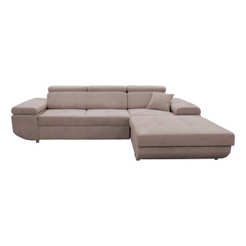Canapé d'angle pliable en forme de L avec un espace de rangement CASTELO droit rose