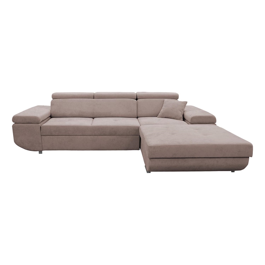 Canapé d'angle pliable en forme de L avec un espace de rangement CASTELO droit rose