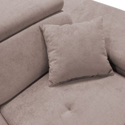 Canapé d'angle pliable en forme de L avec un espace de rangement CASTELO droit rose