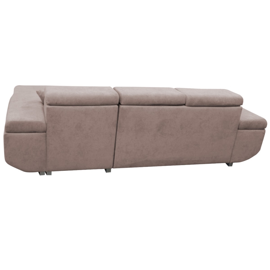 Canapé d'angle pliable en forme de L avec un espace de rangement CASTELO droit rose