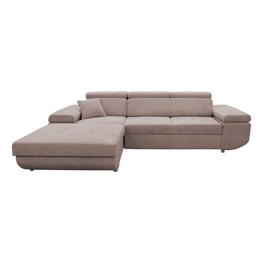 Canapé d'angle pliable en forme de L avec un espace de rangement CASTELO gauche rose