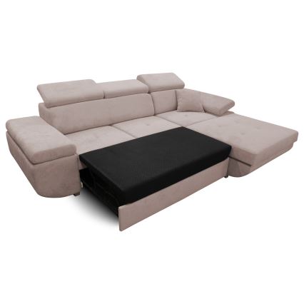 Canapé d'angle pliable en forme de L avec un espace de rangement CASTELO gauche rose