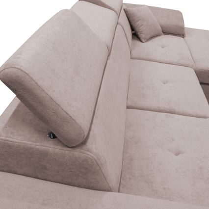 Canapé d'angle pliable en forme de L avec un espace de rangement CASTELO gauche rose