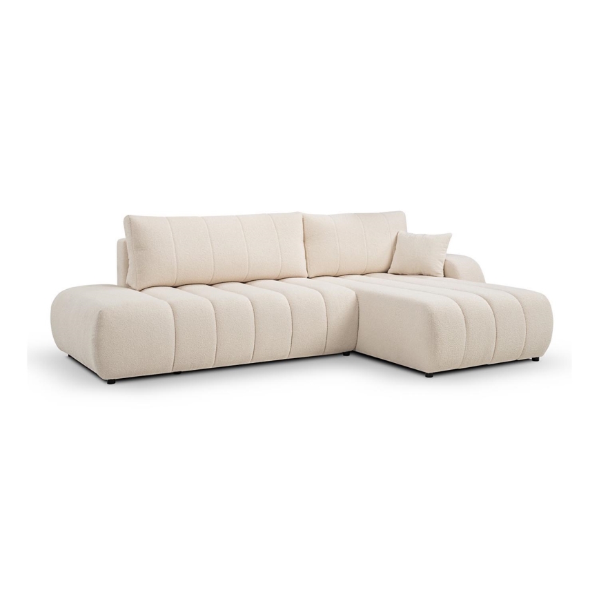 Canapé d'angle pliable en forme de L avec un espace de rangement DESIO droit beige