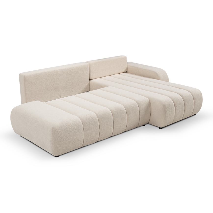 Canapé d'angle pliable en forme de L avec un espace de rangement DESIO droit beige