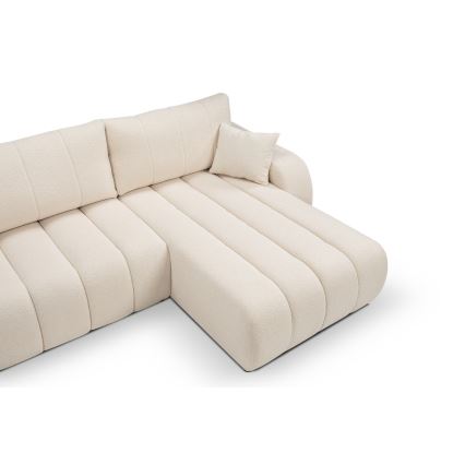 Canapé d'angle pliable en forme de L avec un espace de rangement DESIO droit beige