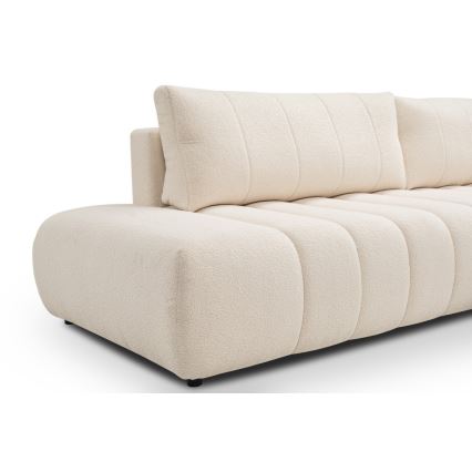 Canapé d'angle pliable en forme de L avec un espace de rangement DESIO droit beige