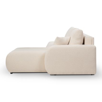 Canapé d'angle pliable en forme de L avec un espace de rangement DESIO droit beige
