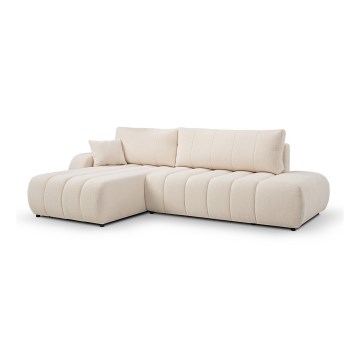 Canapé d'angle pliable en forme de L avec un espace de rangement DESIO gauche beige