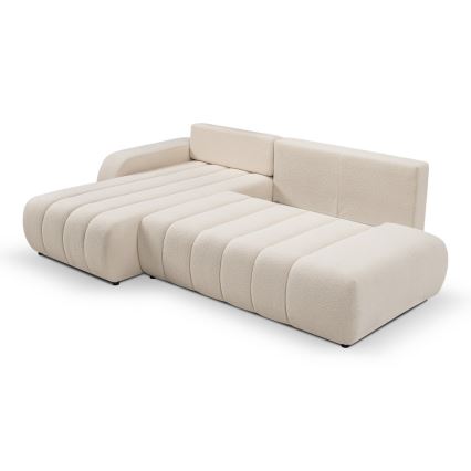 Canapé d'angle pliable en forme de L avec un espace de rangement DESIO gauche beige