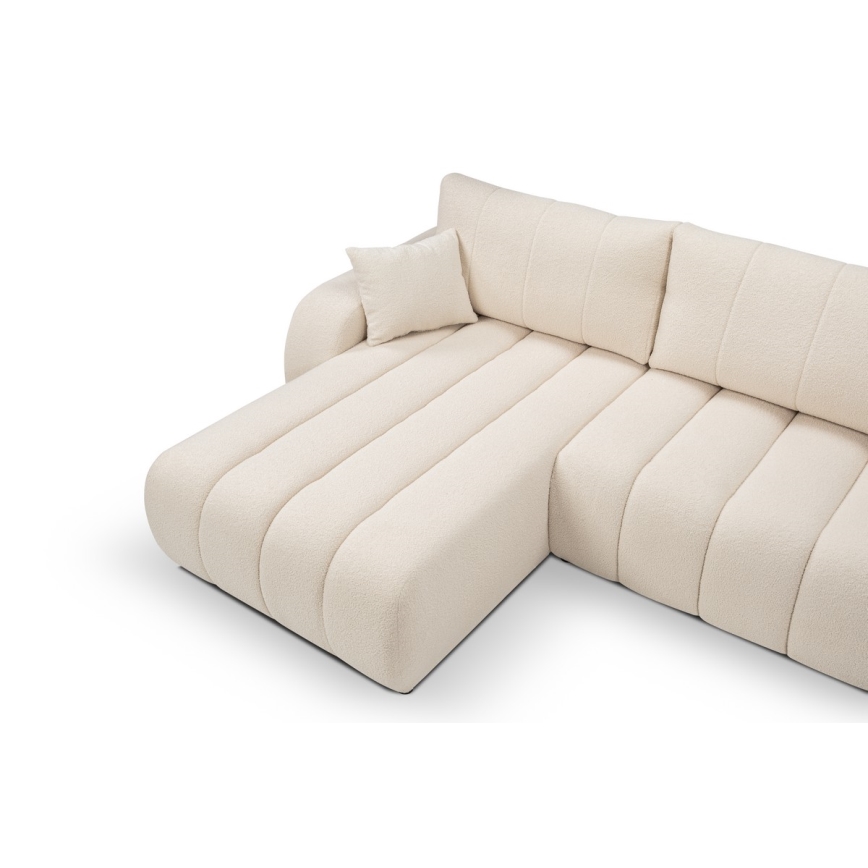 Canapé d'angle pliable en forme de L avec un espace de rangement DESIO gauche beige