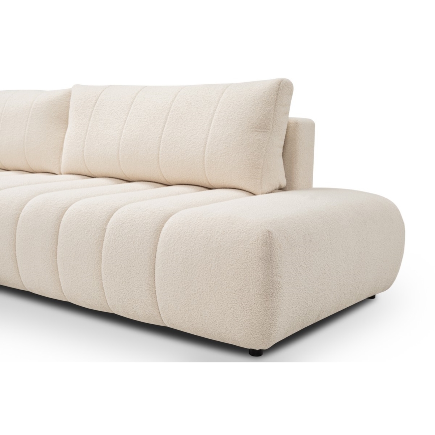 Canapé d'angle pliable en forme de L avec un espace de rangement DESIO gauche beige