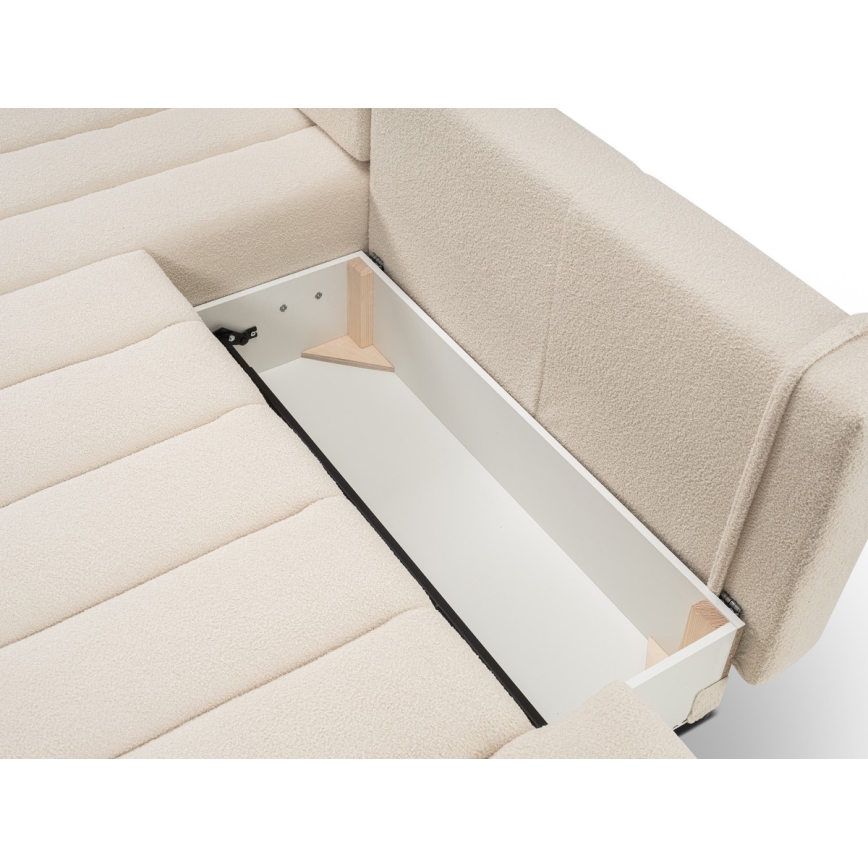 Canapé d'angle pliable en forme de L avec un espace de rangement DESIO gauche beige