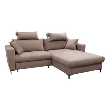 Canapé d'angle pliable en forme de L avec un espace de rangement HORTA droit rose