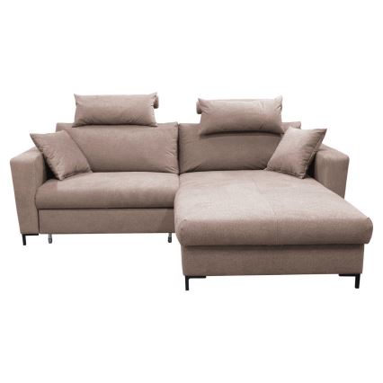 Canapé d'angle pliable en forme de L avec un espace de rangement HORTA droit rose