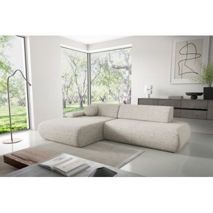 Canapé d'angle pliable en forme de L avec un espace de rangement PRATO gauche beige
