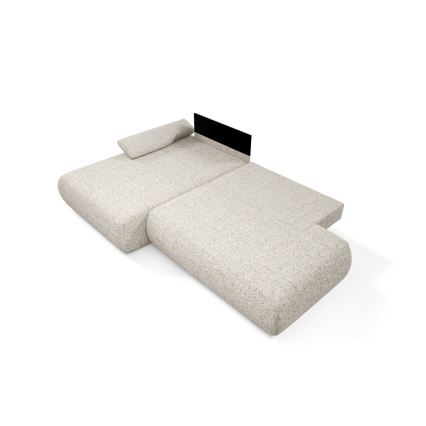 Canapé d'angle pliable en forme de L avec un espace de rangement PRATO gauche beige