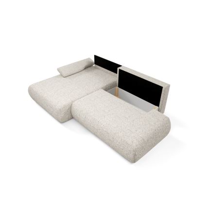 Canapé d'angle pliable en forme de L avec un espace de rangement PRATO gauche beige