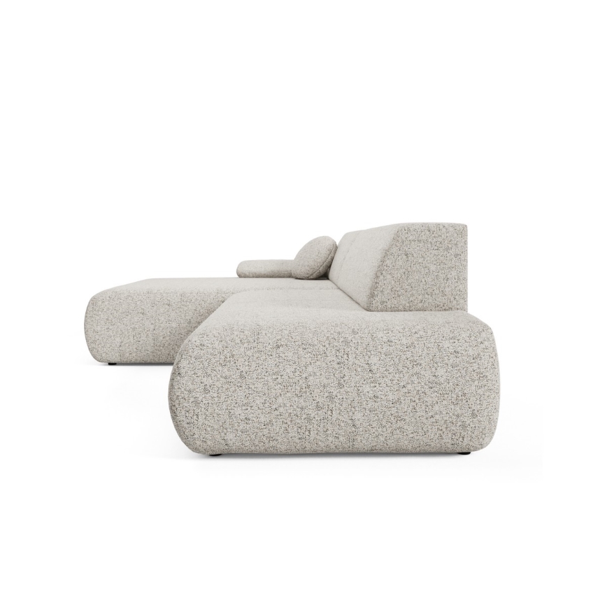 Canapé d'angle pliable en forme de L avec un espace de rangement PRATO gauche beige