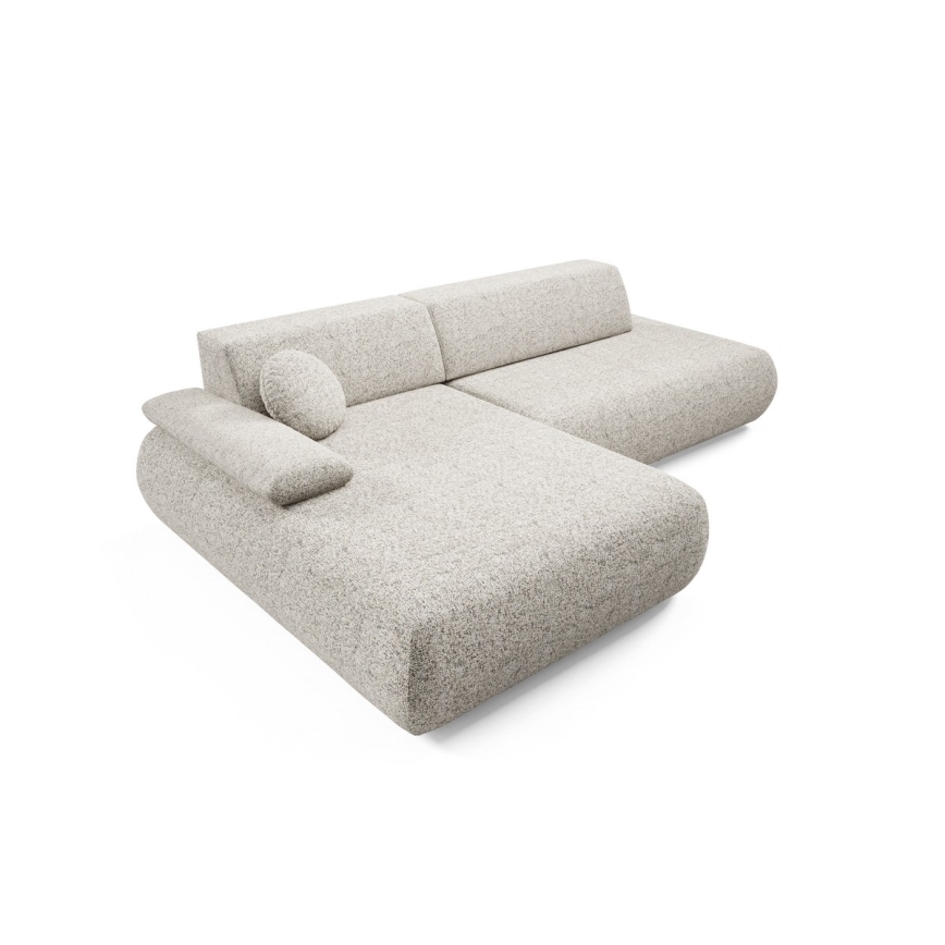 Canapé d'angle pliable en forme de L avec un espace de rangement PRATO gauche beige