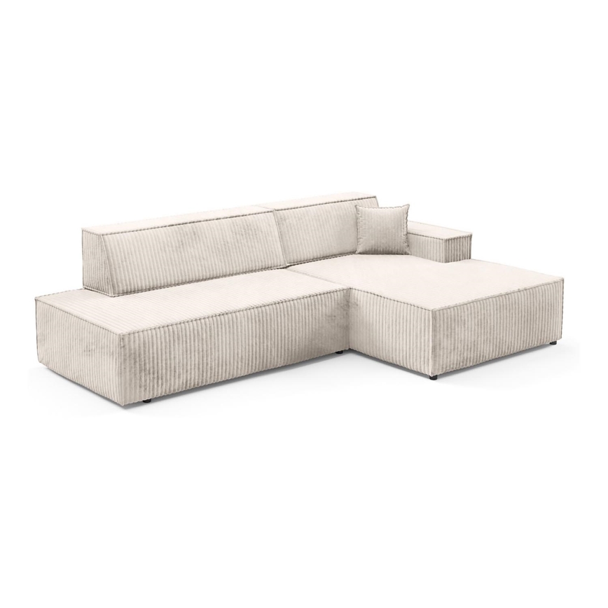 Canapé d'angle pliable en forme de L avec un espace de rangement TERAMO droit beige