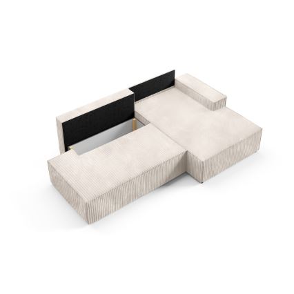 Canapé d'angle pliable en forme de L avec un espace de rangement TERAMO droit beige