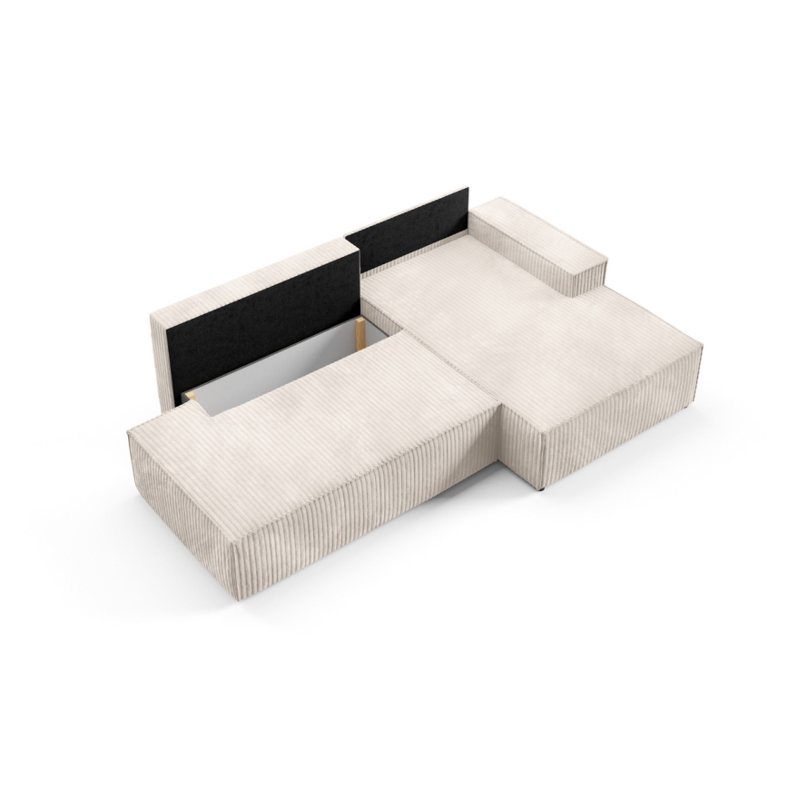 Canapé d'angle pliable en forme de L avec un espace de rangement TERAMO droit beige