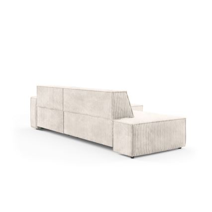 Canapé d'angle pliable en forme de L avec un espace de rangement TERAMO droit beige