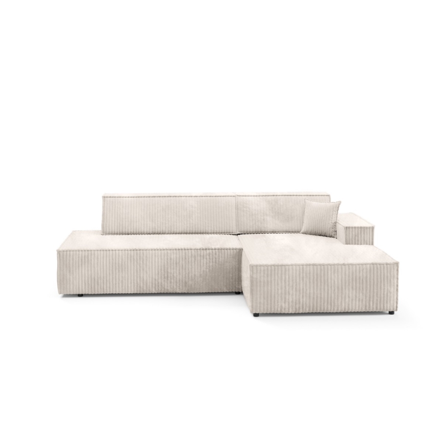 Canapé d'angle pliable en forme de L avec un espace de rangement TERAMO droit beige