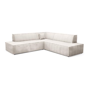 Canapé d'angle pliable en forme de L avec un espace de rangement TERAMO droit beige