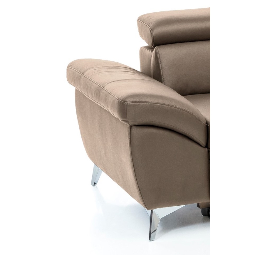 Canapé d'angle pliable en forme de L en cuir SALERNO II marron droit