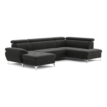 Canapé d'angle pliable en U avec un espace de rangement CATANIA droit graphite