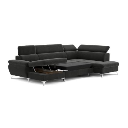 Canapé d'angle pliable en U avec un espace de rangement CATANIA droit graphite