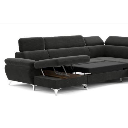 Canapé d'angle pliable en U avec un espace de rangement CATANIA droit graphite
