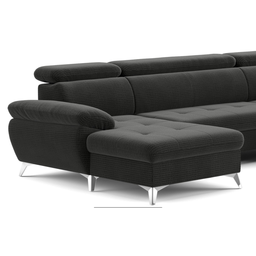 Canapé d'angle pliable en U avec un espace de rangement CATANIA droit graphite