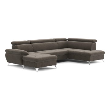 Canapé d'angle pliable en U avec un espace de rangement CATANIA droit marron