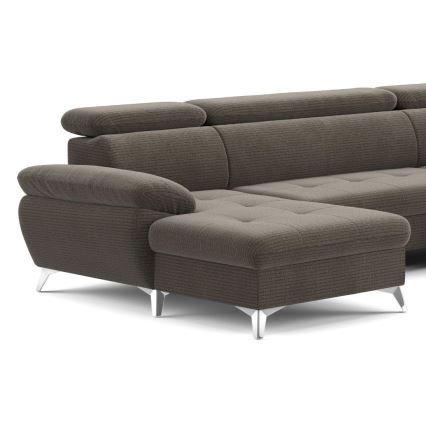 Canapé d'angle pliable en U avec un espace de rangement CATANIA droit marron
