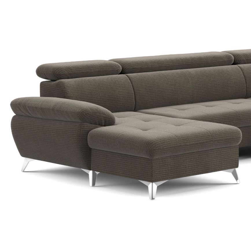 Canapé d'angle pliable en U avec un espace de rangement CATANIA droit marron